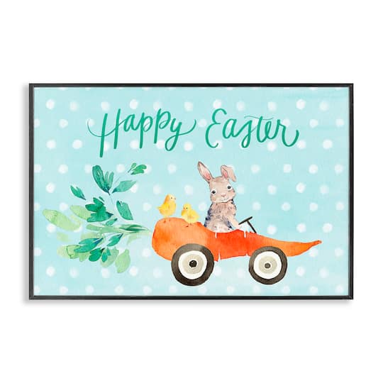 Stupell Industries Easter Carrot Car Bunny Framed Giclée Wall Art